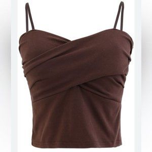 Commense Chocolate brown crossover front stretchy camisole Size Small New